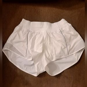 White Lululemon running shorts